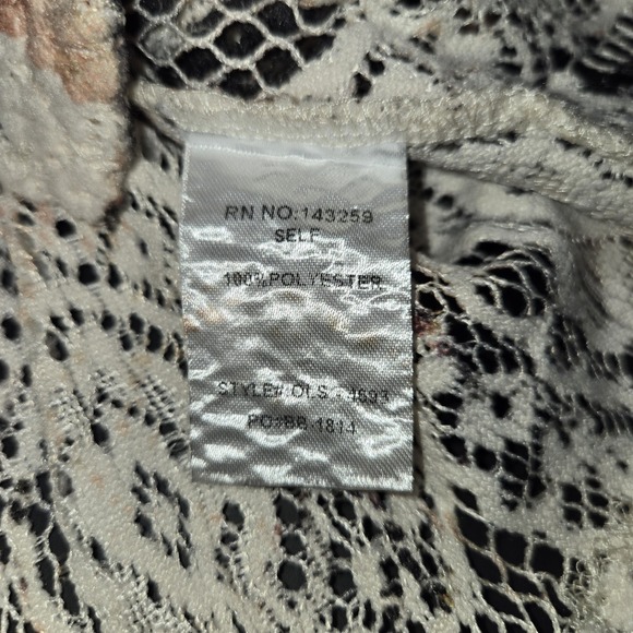 Origami by Vivien Lace Y2K Sheer Mesh Lace Top Duster Whimsigoth Grunge Boho - Picture 3 of 5